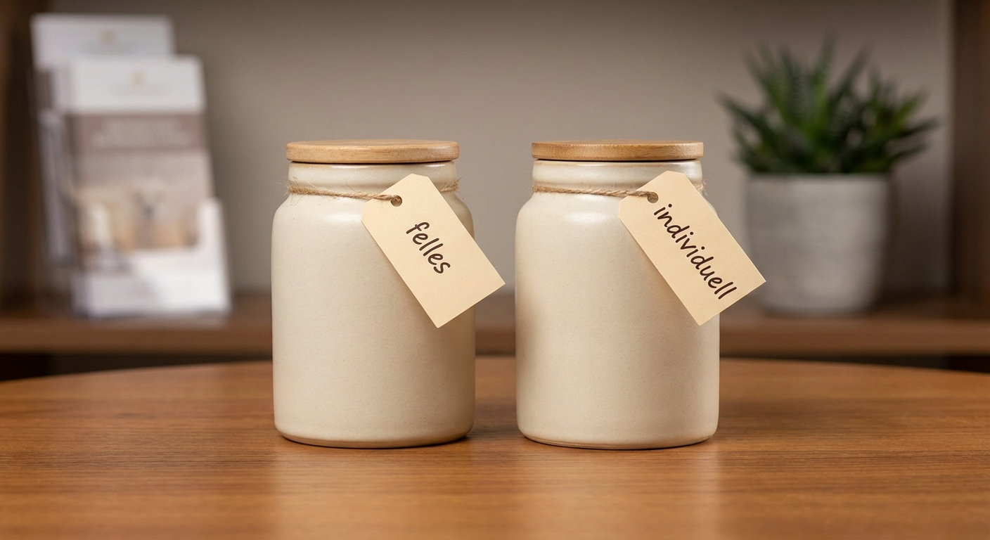 Two pet urns side by side on a clean table
